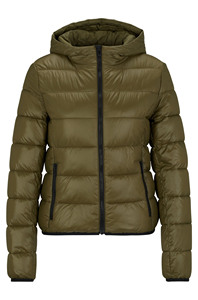 Quilted Hooded Puffer <b>Jacket</b> Full <b>Sleeve</b> <b>Short</b> Length Women's Winter Coat With Zipper Closure - Product Image 6