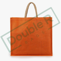 Sac fourre-tout créatif en jute orange léger, à ouverture facile, pour loisirs créatifs, shopping, usage quotidien, réutilisable, design écologique, cadeaux de détail