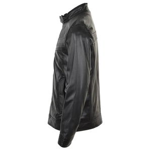 Customized Coated Woven Stand Collar Breathable Varsity Leather Jacket for <b>Men</b> Plus Size Casual Outdoor with Front Logo - Product Image 4