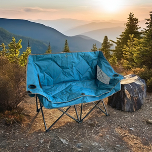 Huy Gia Chaise double légère Design moderne Chaise de pique-nique pliante en acier inoxydable pour l'extérieur Plage Jardin Camping Parc Utilisation - Product Image 1