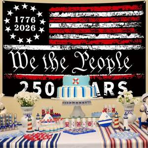 Probsin Grande bannière patriotique USA 250e anniversaire 60'' x 90'' 1776-2026, avec le slogan 'Nous, le peuple', drapeau américain, à suspendre pour fêtes - Product Image 3