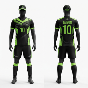 Uniforme de Hockey sobre Césped de Poliéster Interlock Premium de 220g, Diseño de Paneles en Negro y Verde Neón, Impresión Digital Personalizada, Transpirable - Product Image 1