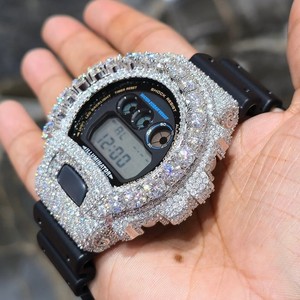 Reloj Iced Out con Moissanita, Estilo Digital Analógico de Cuarzo Mecánico, Caja Redonda, Correa de Acero Inoxidable, Resistente al Agua - Product Image 2