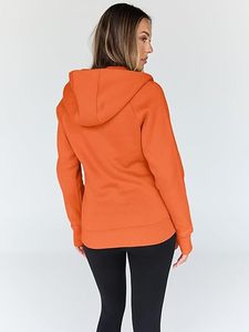 Sudadera con Capucha y Cierre Completo para Mujer, Corte Regular, Color Sólido, Tejido de Algodón y Fibra de Bambú, Ropa de Otoño - Product Image 2