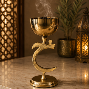 Brûleur d'encens arabe artisanal en laiton, Mabkhara en métal, encensoir de luxe pour Oud et charbon, décoration islamique, décoration festive pour Ramadan et Aïd - Product Image 4