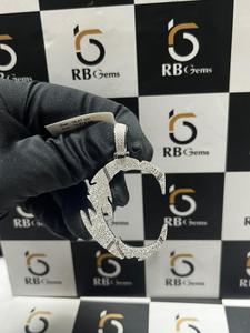 จี้เพชรตัวอักษร C แบบปรับแต่งได้ RB Gems Hiphop ประดับเพชรทรงกลมเจียระไนแบบ Micro Pave เงินแท้ S925 สไตล์หรูหราสำหรับทุกเพศ - Product Image 4