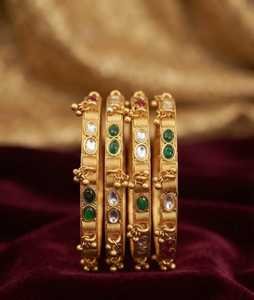 Luxury High Quality Brass Gold Plated Imitation Pearl Original Multi Color Bangles Set Indian Bridal Anniversary Wedding Party - Product Image 1