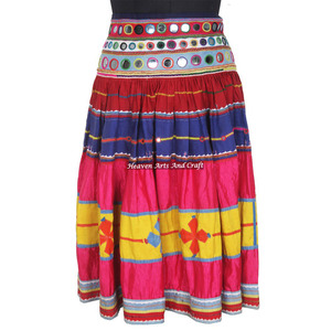 Banjara-falda de trabajo con espejo antiguo vintage para mujer, faldas de arte hechas a mano - Product Image 1
