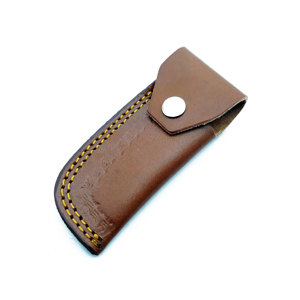 Couteau de survie pliant Damas sur mesure avec manche en corne et os, couteaux pliants avec étui en cuir. - Product Image 3