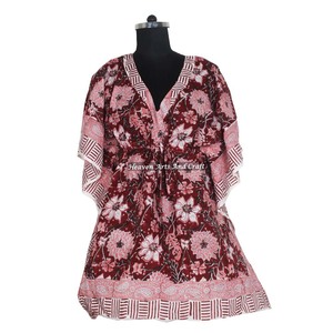 African Women Evening Gown Ethnic Dresses Women Short Kaftan Dresses KFCS066 Best Hand Block Print Manufacturing Women's Dress - Product Image 4
