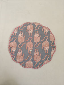 Blue Tiger Reversible Cotton Floral Print Quilted <b>Thin</b> Machine Washable Multi-Shaped Customizable Rajasthan Placemat <b>Dining</b> Mat - Product Image 2