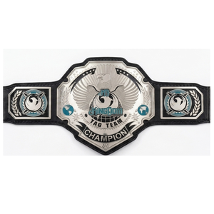 Ceinture de championnat de lutte en équipe, en PU noir, durable, unisexe, équipement d'arts martiaux, ceinture de titre de lutte, nom et logo personnalisés - Product Image 1
