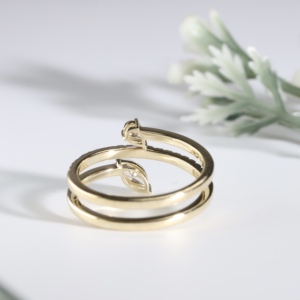 Three Row Bypass <b>Wrap</b> Ring Central Row Sparkling Marquise Pear Cut Lab Grown Diamond Gold Engagement <b>Wedding</b> Anniversary Jewelry - Product Image 2