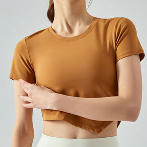 Camisetas Cortas de Secado Rápido 100% Algodón OEM/ODM para Mujer, Transpirables, Ligeras, de Manga Corta, con Logotipo Personalizado - Product Image 2