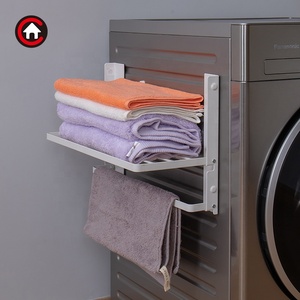 Portasciugamani in metallo magnetico a doppio strato pieghevole per lavatrice ripiano di stoccaggio a parete laterale - Product Image 6