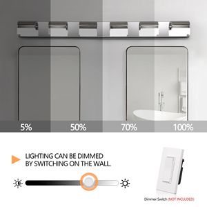 Applique murale moderne à 6 lumières LED pour salle de bain, finition nickel brossé, à poser au-dessus du miroir - Product Image 6
