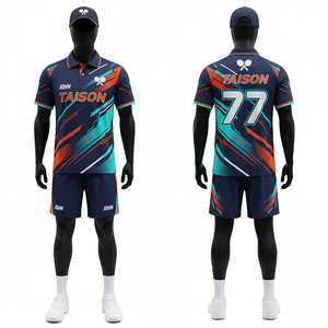 Tenue de tennis de table pour hommes 180 GSM en polyester premium anti-humidité, avec empiècements bordeaux, noir et orange, logo personnalisé par sublimation - Product Image 4