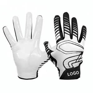 Kids Custom American Football Receiver <b>Gloves</b> Soft Leather <b>Touch</b> <b>Screen</b> Finger Tips Breathable Stretch Material Adjustable Wrist - Product Image 5