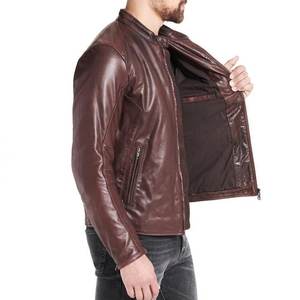 Veste marron personnalisée à logo très vendue pour hommes, veste en cuir vintage pour hommes, veste d'extérieur, veste d'hiver de haute qualité, respirante - Product Image 2