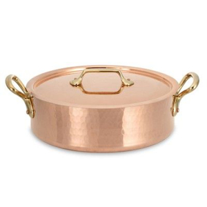 หม้อตุ๋นทองแดงแท้ตีขึ้นรูปด้วยมือพร้อมหูจับทองเหลือง สำหรับตุ๋นและปรุงอาหารแบบสโลว์คุกกิ้ง อุปกรณ์ครัวสำหรับงานหนัก - Product Image 1