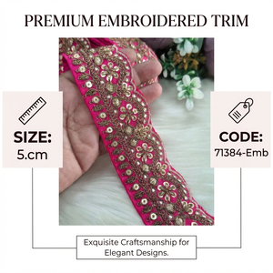 Ribete de encaje vintage ecológico de lujo con lentejuelas de 1 7/8 pulgadas, bordado festoneado, para prendas étnicas y de novia - Product Image 6