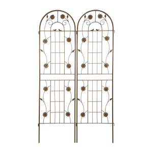 Set di 2 tralicci da giardino in metallo antiruggine marrone da 180 cm x 50 cm, supporto per piante rampicanti da esterno, decorazioni per matrimoni - Product Image 1