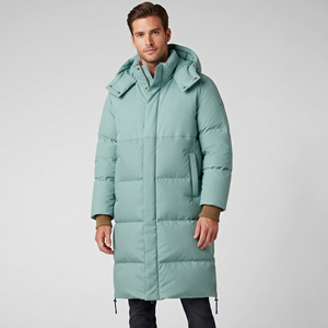 Abrigo largo de plumón para hombre con capucha y cuello alto, chaqueta informal de invierno, estilo grueso, de poliéster, para exteriores - Product Image 1