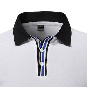 Polo de Algodón Blanco para Hombre, Manga Corta, Corte Ajustado, Ribete en Contraste, Color Sólido Informal, Tejido de Punto, Largo Regular - Product Image 2