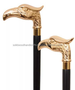 Bâton de marche en bois fait main avec poignée décorative en laiton Cannes de marche en bois de haute qualité - Product Image 2