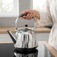 Bouilloire à eau texturée diamant 2L en acier inoxydable 304 durable avec poignée ergonomique pour la cuisine domestique et l'utilisation en extérieur