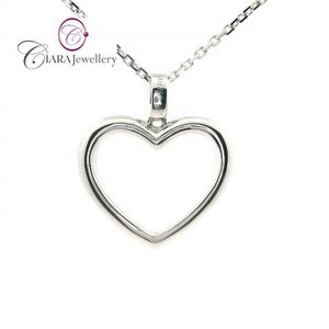 TENDANCE 18K AU750 SOILD PENDENTIF COEUR EN OR BLANC DIAMANT NATUREL POUR LES AMOUREUX - Product Image 3