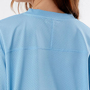 T-shirt en molleton bleu clair à col en V pour femme, imprimé numéro 80, coupe classique, manches courtes, respirant, écologique, 100 % coton, printemps - Product Image 4