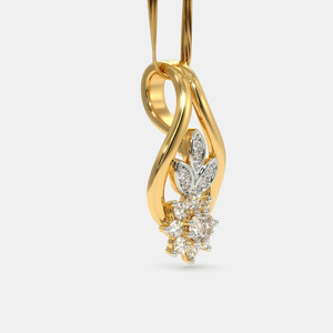 Collar con Colgante de Diamante Cultivado en Laboratorio en Forma de Lágrima Floral en Oro Amarillo - Product Image 4