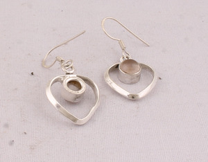 Natural Rose Quartz Heart <b>Earrings</b> 925 Sterling <b>Silver</b> Vintage Style Pink Gemstone Love Heart Dangles Wholesale Jewelry - Product Image 2