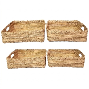 Bandeja de Servir de Fibra Natural, Platos Tejidos para la Cena, Plato Rectangular Hecho a Mano, Juego de Utensilios de Cocina Artesanales Balineses 1 - Product Image 1