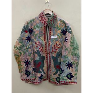 Boho Suzani Kantha Embroidery Eco-Friendly Woven Breathable Autumn Floral <b>Jacket</b> <b>Women</b> full sleeves Regular Fit Size <b>Jacket</b> - Product Image 5