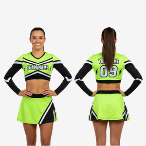 Crop top de qualité supérieure en tissu spandex respirant, uniforme de cheerleading pour femmes, sur mesure, vêtements d'équipe de cheerleading pour femmes. - Product Image 1