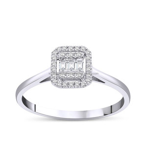 แหวนเพชรสำหรับเจ้าหญิงสีขาวตัดสำหรับผู้หญิงได้รับการรับรองในแล็บทองคำ14K สำหรับงานแต่งงานและงานเลี้ยง - Product Image 1