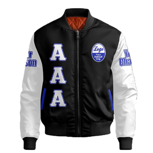 Custom Fraternity Style Casual Canvas Bomber <b>Jacket</b>-Unisex Winter <b>Jacket</b> with <b>White</b> Sleeves - Product Image 4