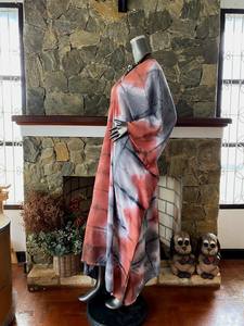 Vestido Kaftan de Rayón con Estampado Shibori Coral, Talla Grande, Corte Holgado, Estilo Boho, Ropa de Playa para Mujer - Product Image 2