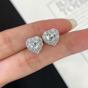 Pendientes de Plata 925 con Forma de Corazón y Moissanita, Joyería Romántica para Mujer, para Bodas - Product Image 3