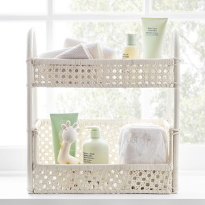 ตะกร้าหวายเก็บของสองชั้นสุดหรู ตะกร้าเก็บของตกแต่ง ตะกร้าจัดระเบียบหวายธรรมชาติ เหมาะสำหรับเก็บของในห้องน้ำ - Product Image 2