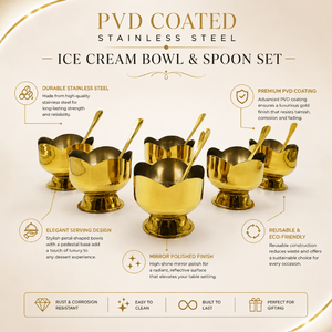 Juego de 6 Tazones de Helado Glam Gold, Copas de Postre Metálicas con Cucharas, Bandeja Elegante para Servir en Fiestas y Eventos - Product Image 3