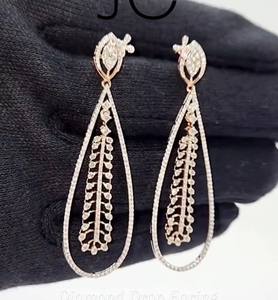 Boucles d'oreilles en diamant naturel de haute qualité, taille brillant brillant, 2,70 carats, or 14 carats, certifiées IGI, plaquées rhodium, pour femmes, mariage - Product Image 3