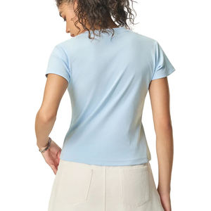 Camiseta Deportiva Ajustada para Mujer, Personalizable al por Mayor, con Diseño Liso y Spandex Suave, para Primavera, Gimnasio y Fitness - Product Image 4