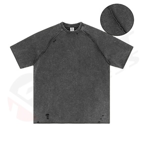 เสื้อยืดคอวีทรงปกติสำหรับผู้ชาย ผ้าคอตตอน 100% หนานุ่ม สไตล์สตรีทแวร์ ลุควินเทจฟอกสี ย้อมสีแบบ Garment Dyed ป้องกันการหดตัว - Product Image 3
