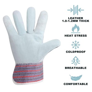 Guantes de Seguridad de Cuero de Doble Palma Resistentes al Calor, Diseño de Última Generación, Puño Elástico, Cuero de Vaca, Precio Económico en Oferta - Product Image 2