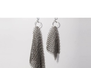Stainless Steel Chainmail Pot Holder Round Silver Plated Modern Metal Craft Welded Kitchen Accessory - Product Image 6
