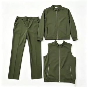 Unisex Black Hooded Sporty Tracksuit Set Full Sleeve Zipper Jacket <b>Vest</b> Pants Solid Color Casual Winter Wear Regular Fit Nylon - Product Image 5