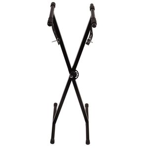 Supporto per Tastiera Tipo X Nero con Sgabello Pieghevole in Metallo Regolabile per Pianoforte e Musicale - Product Image 3